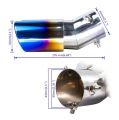 62mm Car Exhaust Tail Pipe Muffler Stainless Steel Double Oblique Outlet End Pipe Paint Blue. 