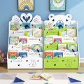 Children's Bookcase Kindergarten Rack Kids Home Simple Picture Book Rack Cartoon Toy Storage Rack. 