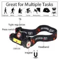 New USB Rechargeable Headlight Powerful XPE+COB Headlamp Head Torch IPX6 Waterproof Head Light with 1200mAn Built-in Battery. 