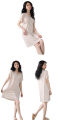 Yfashion Women's Nightgown Plus Sized Short Sleeve V-Neck Nightshirts Solid Color Loose Pajamas Dress With Pad Casual Sleepwear. 