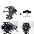 1pc U7 Motorcycle Angel Eye Headlight Fog lamp Motor DRL spotlights Black Body LED Fog Light random color for Universal For Bike. 