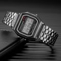 Unisex Gold Silver Steel LED Digital Men Women Fashion Watch Gift. 