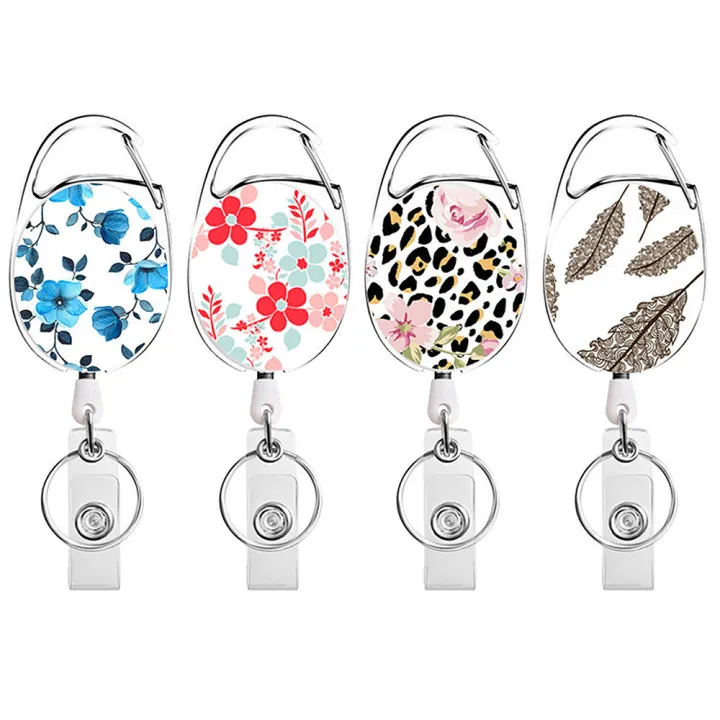 for Students Teachers Doctors ID Card Clip Keychain Holder Name Tag Holder Keyring Clip Key Ring Clip Retractable Badge Key Chain Badge