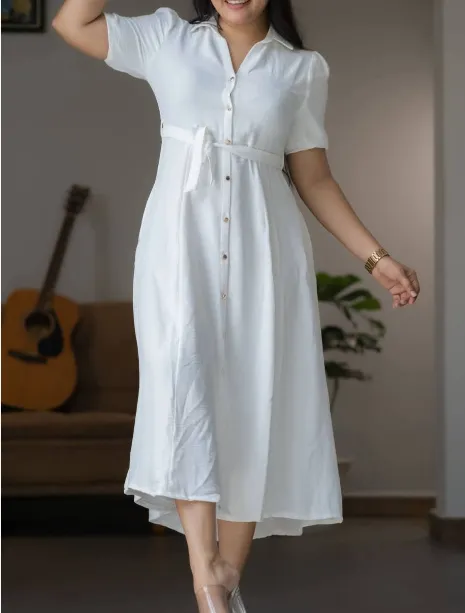 White%20Midi%20Shirt%20Dress%20for%20Women%20%E2%80%93%20Elegant%20Button%20Down%20Summer%20Dress%20with%20Waist%20Tie%20%7C%20Casual%20&%20Office%20Wear%20%7C%20Short%20Sleeve%20Flowy%20A-Line%20Dress%20Perfect%20for%20Daily%20Wear,%20Parties,%20Travel%20&%20Stylish%20Comfort%20-%20Image%204
