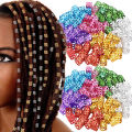 100pcs Mixed Beads Adjustable Hair Braids Dreadlock Beads Adjustable Hair Braid Rings Cuff Clips Tubes DIY Hair Accessories. 