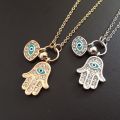 Fatima Palm Necklace Evil Eye Hamsa Hand Chain Pendant Jewelry For Women. 