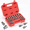 25Pcs Screw Extractor Set Hex Multi-Spline Easy Out Bolt Extractor Set, Heavy Duty Metric EZ Out Rounded Screw Remover. 