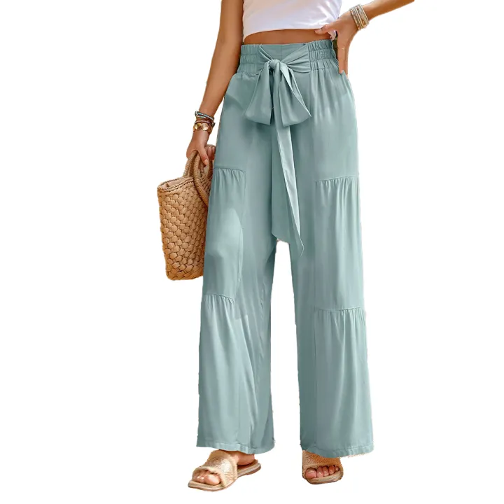 Yfashion%20Women%20Casual%20Wide-leg%20Pants%20High%20Waist%20Loose%20Straight%20Trousers%20Simple%20Elegant%20Solid%20Color%20Lace-up%20Pants%20-%20Image%203