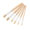 Wooden Stencil Paint Brushes Set Round Tip Bristle Hair Paintbrush Easy to Clean Art Supplies Gift for Children Adults Acrylic Oil Watercolor Drawing Painting DIY Crafts 6PCS. 