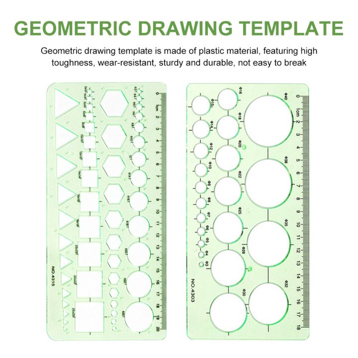 2pcs%20School%20Student%20Art%20Clear%20Plastic%20Geometric%20Drawing%20Template%20Stationery%20Measuring%20Ruler%20Engineering%20Sketching%20Circle%20Stencil%20-%20Image%204