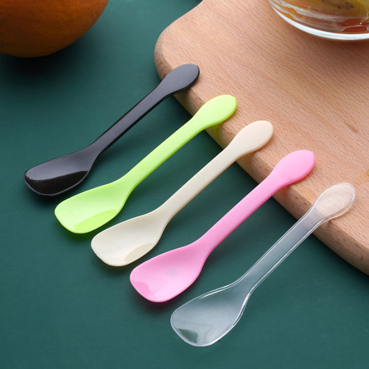 100Pcs Mini Plastic Spoons Flatware Spoons For Jelly Ice Cream Dessert Appetizer Plastic Spoon For Party Supplies Cologo