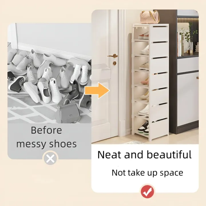 1pc%206/8%20Layers%20Shoe%20Organizer%20Space-saving%20Metal%20Frame%20&%20Fabric%20Interlayer%20Shoe%20Rack%20Shelf%20for%20Entryway%20Hallway%20Living%20Room%20-%20Image%207
