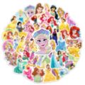 50Pcs Cute Disney Princess Stickers Girl Decals Gift DIY Wall Laptop Car Bike Notebook Decoration Cartoon Sticker Kid Toys. 
