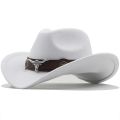 New Wome Men Black Wool Chapeu Western Cowboy Hat Gentleman Jazz Sombrero Hombre Cap Dad Cowgirl Hats Size 56-58cm. 