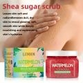 1pc Watermelon LUNOON Shea Sugar Scrub, Hypoallergenic Body Exfoliator with Chamomile & Glycerin, Fruit Fragrance, Moisturizing Deep Cleansing for All Skin Types, 15oz. 