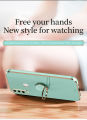 For Samsung Galaxy A20s Back Cover with Ring Holder Stand Plating Square Bumper Protective Case Camera Lens Protection Soft Silicone Shockproof Mobile Phone Cases. 