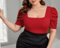Women's Casual Square Neck and Puff Sleeves Stylish Top. 