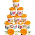 Plastic Flora Container 12 Pcs Set Premium Color & Good Quality Bottle With Free Spoons - 350ml. 