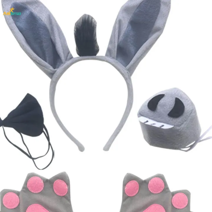 Halloween%20Party%20Costumes%20Cartoon%20Girls%20Animal%20Costume%20Bunny%20Headband%20Novelty%204pcs%20with%20Gloves%20-%20Image%205