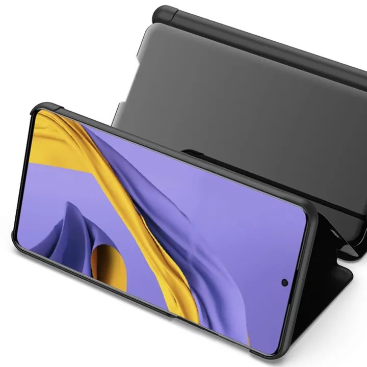 lthmy%20for%20Samsung%20Galaxy%20A51%20Mirror%20Plating%20Hard%20PC%20PU%20Leather%20Semi%20transparent%20Standing%20View%20Case%20Cover%20-%20Image%202