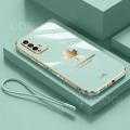 For Xiaomi Redmi 9T Back Cover with Lanyard Fashion Shiny Plating Maple Leaf Design Camera Lens Protection Square Edge Soft Silicone Protective Phone Case. 