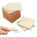 (VDZI) Unfinished Wood Pieces 50 Pcs 4 Inch Square Blank Wood Natural Slices Cutouts for DIY Crafts Painting Staining. 