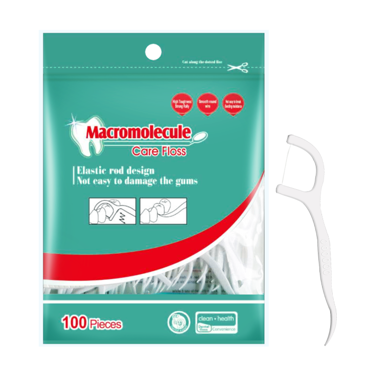 100pcs Dental Floss Stick Toothpicks With Thread Ultra-fine Teeth Flosser Tooth Pick Zipper Sealing Bag