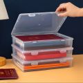 【HOT】 Book A4 Document Storage Box Transparent Data Sorting File Box Certificate Storage Box Desktop Office Test Paper Storage Rack. 