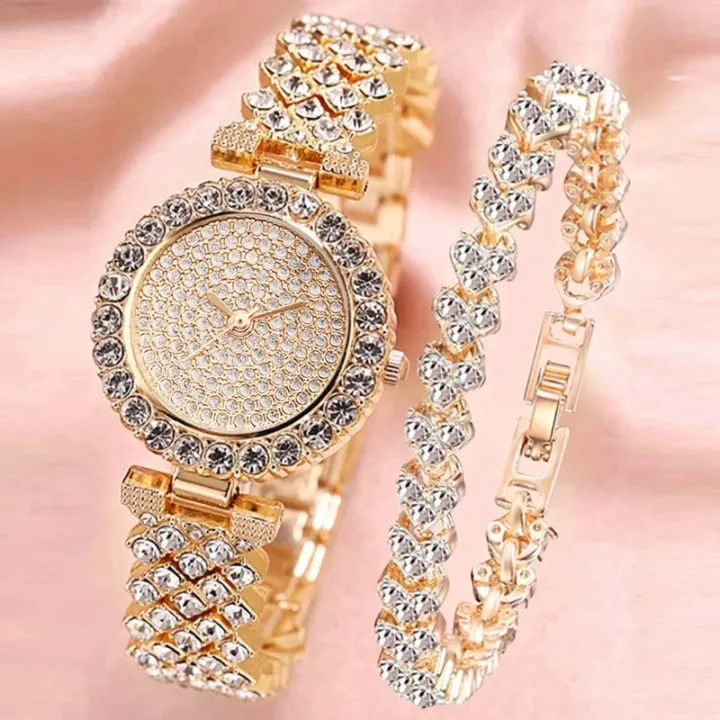 2PCS%20Luxury%20Women%20Rose%20Gold%20Watch%20Fashion%20Ladies%20Quartz%20Diamond%20Wristwatch%20Elegant%20Female%20Bracelet%20Watches%20Set%20Reloj%20Mujer%20-%20Image%203