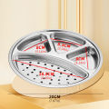 KOKKO Stainless Steel Round Divided Plates, Stackable Dinner Plates With 4 Compartment, Divided Tray Sauce Dish For Home Kitchen BBQ Restaurant. 