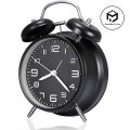 4 Inch Twin Bell Loud Alarm Clock Metal Frame 3D Dial with Backlight Battery Operate Desk Table Alarm Clock For Home and Office. 