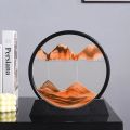 Relaxing Home Office Work Decor  Deep Sea Sand Art Picture Sandscape Flowing Sand Frame Moving Sand Art Picture 3D Dynamic Round Glass.. 