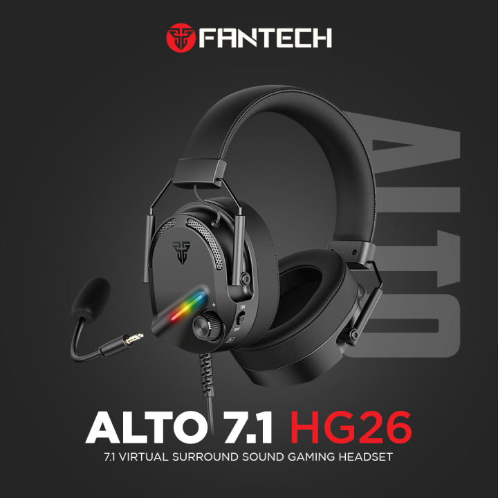 FANTECH HG26 ALTO 7.1 Surround Gaming Headphone witch Noise Cancelling Detachable Microphone RGB Wired Headset For For PC Gamer