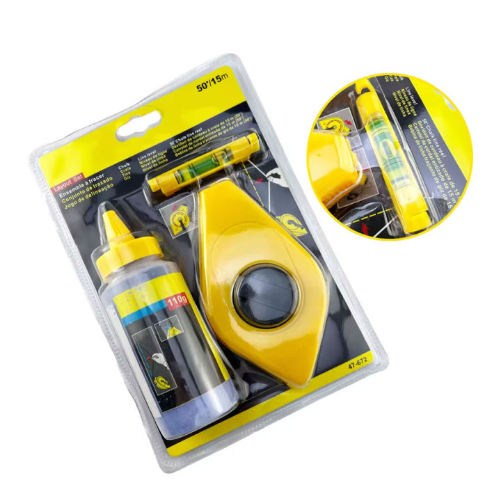 Chalk Line Set - Reel with Chalk, 3 pcs set