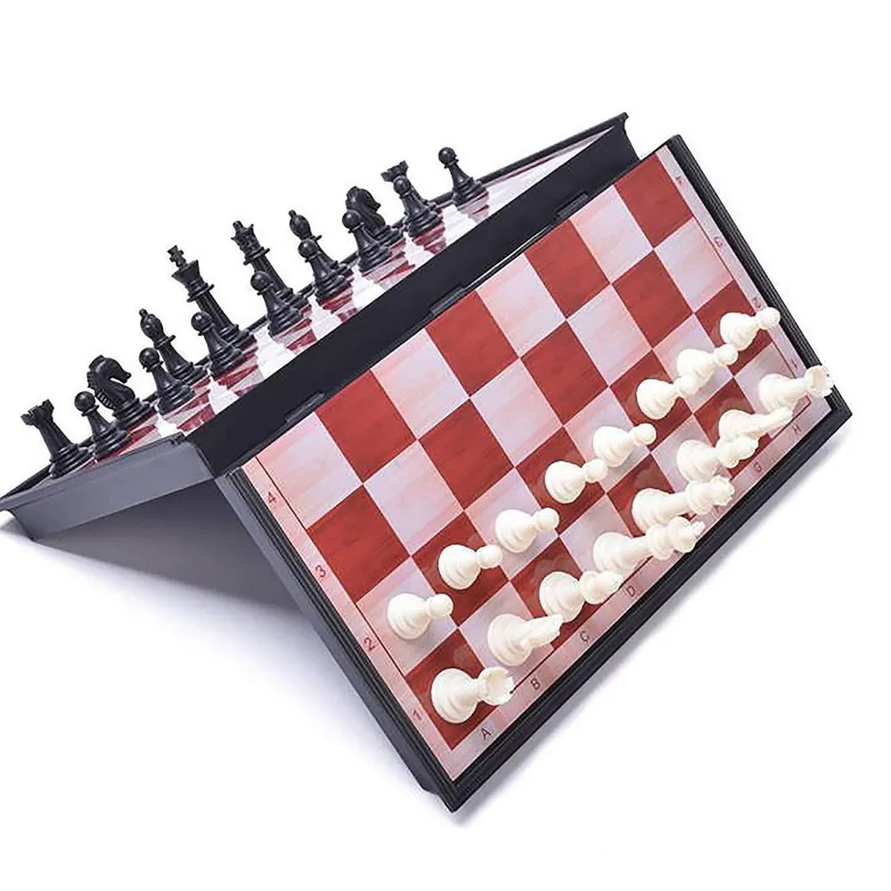 Mini Chess Box Mini Chess Set with Magnetic Pieces and Foldable Chess Board (17.5 x 17 ...