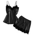 Women Lace V-Neck Backless Two-Piece Underwear Bodysuit Strappy Sleepwear. 