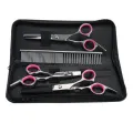 Curved Scissor Set - Perfect for Pet Grooming Used for Dog Cat Durable Stainless Steel Provided with Pouch and Steel Grooming Comb with Clean Cloth. 