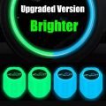 4Pcs Universal Luminous Car Logo Tire Valve Caps Wheel Hub Glow Dustproof Waterproof Stem Cover Decoration. 