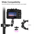 Multi-functional Super Clamp Aluminum Alloy with Dual 360° Rotatable Ballhead 1/4 Inch Screw Connection 1/4 Inch & 3/8 Inch Threads 1.5kg Load Bearing. 