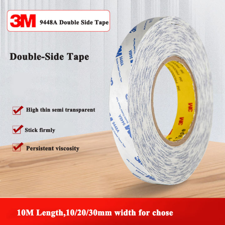 3M 9448A Double Side Tape No Marks, Adhesive White Waterproof Non-Woven Fabric, Ultra-Thin and Transparent 3M Double-Sided Tape