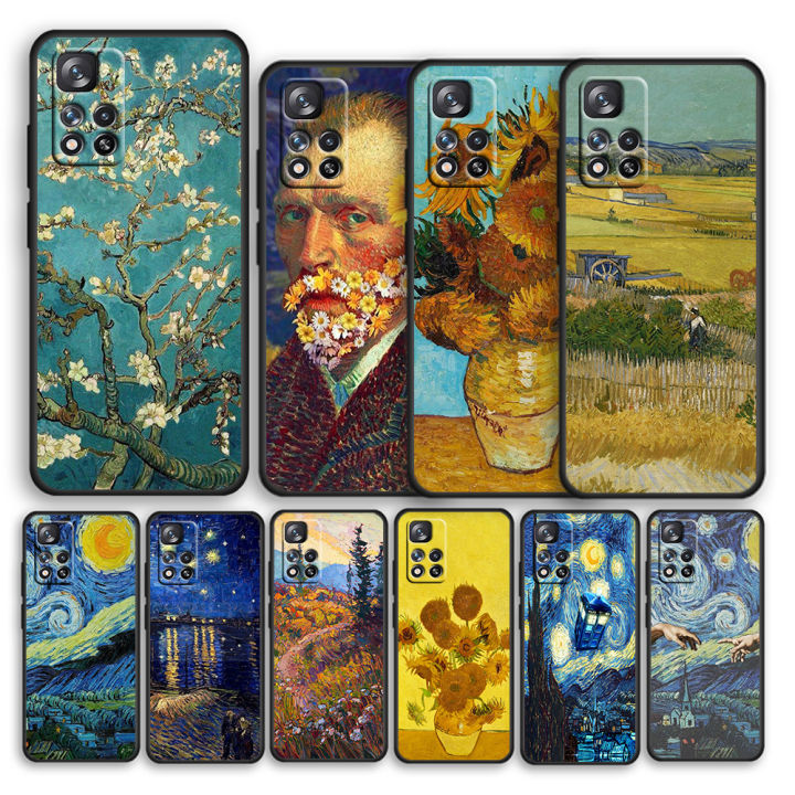 Van gogh Art Painting Black Phone Case For Xiaomi Redmi Note 12 10 11 9 Pro Plus Speed 11E 11S 11T 10S 9T 8T 5G