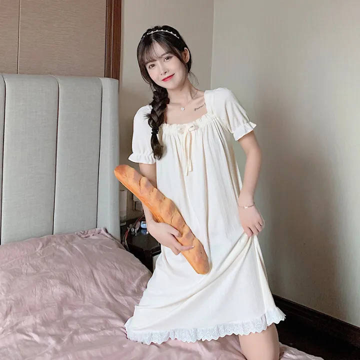 Vintage%20Kawaii%20Nightgowns%20Cotton%20Women's%20Sleepwear%20Lace%20Ruffle%20Collar%20Peignoirs%20Lounge%20Wear%20Victorian%20Night%20Dress%20Ladies%20Nightie%20-%20Image%205