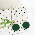 Korean Green Circle Earrings Women Classic Round Earing. 
