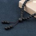 Men Volcanic Lava Stone Beaded Necklace 108 Mala Beads Meditation Yoga Wrap Bracelets Handmade Black Energy Jewelry Oil Diffuser. 