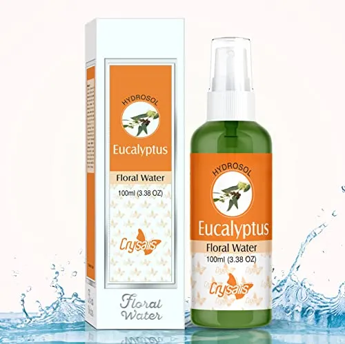Crysalis 100% Pure Natural Eucalyptus Hydrosol Floral water Uncut Steam distilled leaves & Twigs (Eucalyptus globules) Facial Mist spray Insect & bug repellent Astringent for Skin Irritations- 100 MLFROM INDIA)JEZ