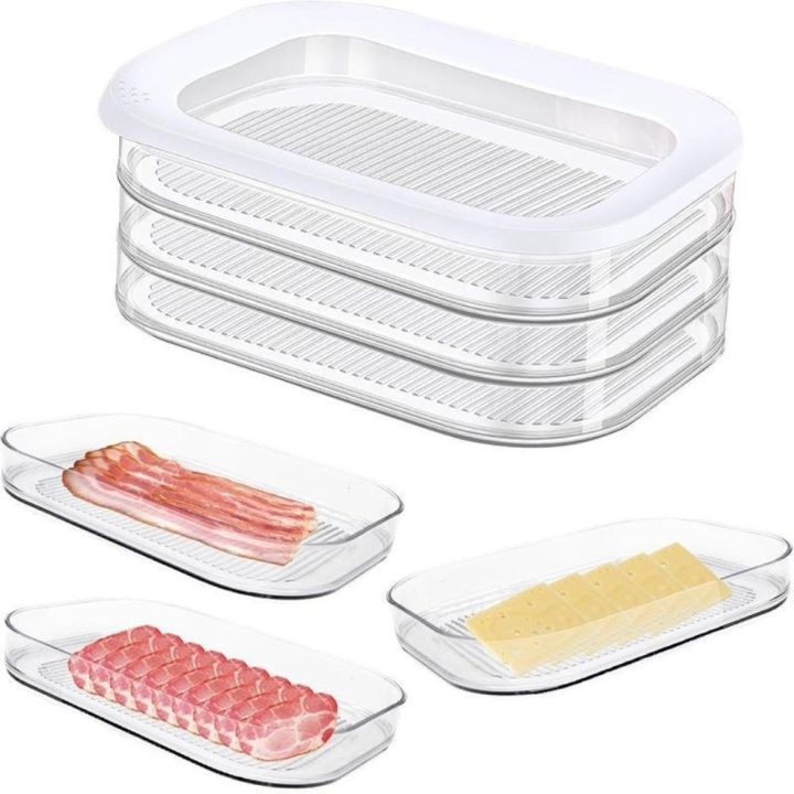 New Multi-layer Meat Container for Fridge Stackable with Clear Lids ...