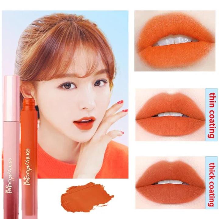 Brighten Skine Orange Lipstick Matte Velvet Lipsticks Waterproof Long Lasting Lip Stick Lip Tint Women Korean Cosmetic Lip Glaze