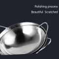 Multipurpose Stainless Steel Wok Pan Easy to Clean, Modern Simplicity Thicken Double Ear Chef Pots Cooking Pot Kitchen Cookware. 