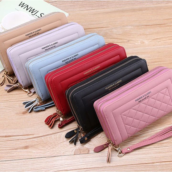 Long%20Women's%20Wallet%20Female%20Purses%20Tassel%20Coin%20Purse%20Card%20Holder%20Wallets%20Double%20Zipper%20Pu%20Leather%20Clutch%20Luxury%20Money%20Phone%20Bag%20-%20Image%203