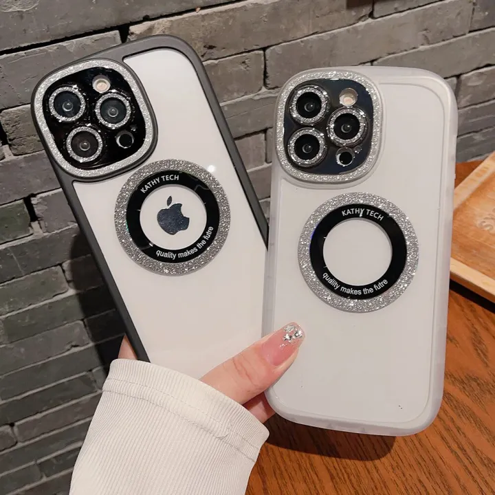 HOCE%20Glitter%20Clear%20Logo%20Hole%20Magnetic%20Phone%20Cases%20For%20iPhone%2013%2014%20Pro%20Max%2014%2013%20MagSafe%20Case%20With%20Lens%20Film%20Protector%20Gradient%20Soft%20Bumper%20Hard%20Back%20Cover%20-%20Image%207